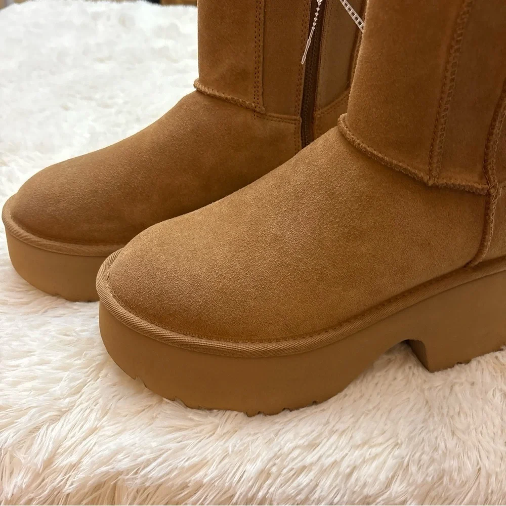 UGG , chestnut suede Heeled Boots, BRAND NEW !! no box, size 8. (8.5 runs big )